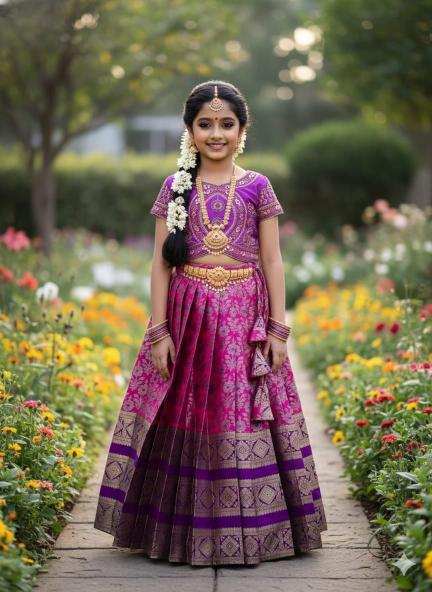 kids lehenga lichi silk Purple Kids fashion wholesale market